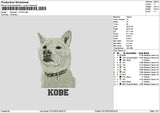 Dog Kobe Embroidery File 6 sizes