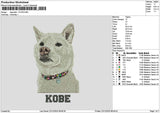 Dog Kobe Embroidery File 6 sizes