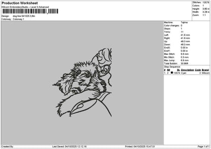 Dog line 0410 Embroidery File 6 sizes