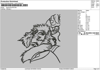 Dog line 0410 Embroidery File 6 sizes