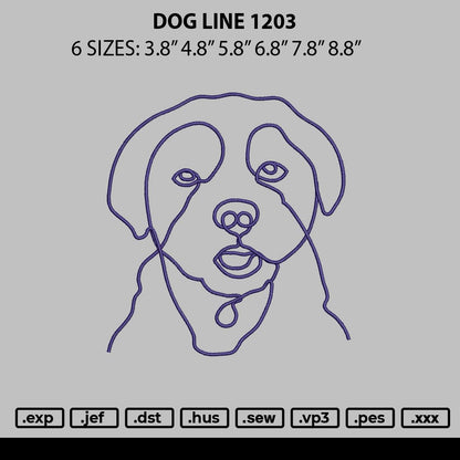 Dog Line 1203 Embroidery File 6 sizes
