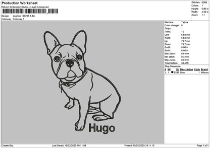 Dog Line 1502 Embroidery File 6 sizes
