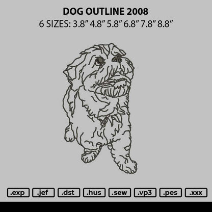 Dog Outline 2008 Embroidery File 6 sizes