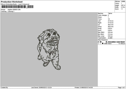 Dog Outline 2008 Embroidery File 6 sizes