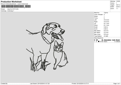 Dog Line 2210 Embroidery File 6 sizes