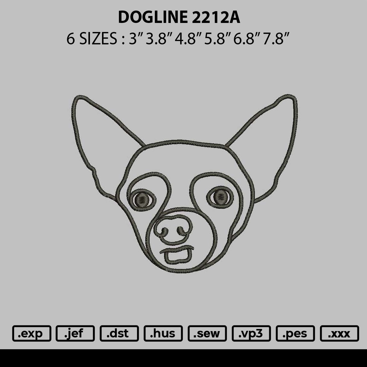 Dogline 2212a Embroidery File 6 sizes