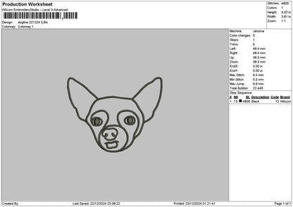 Dogline 2212a Embroidery File 6 sizes