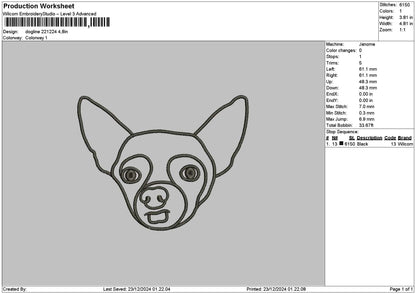 Dogline 2212a Embroidery File 6 sizes