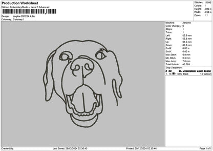 Dogline 2812 Embroidery File 6 sizes