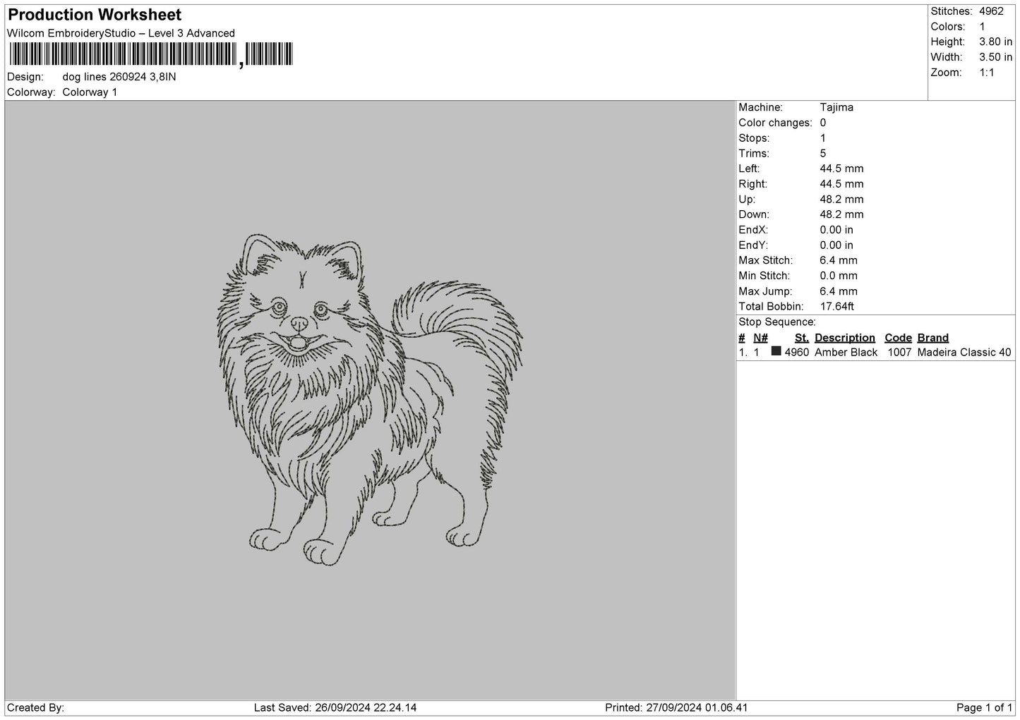 Dog Lines 2609 Embroidery File 6 sizes