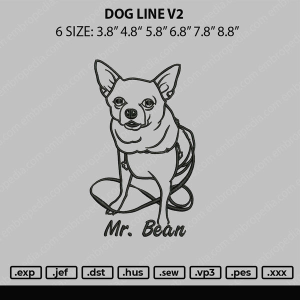 Dog Line V2 Embroidery File 6 sizes