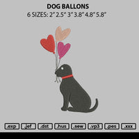 Dog Ballons Embroidery File 6 sizes