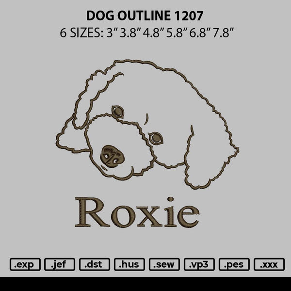 Dog Outline 1210 Embroidery File 6 sizes