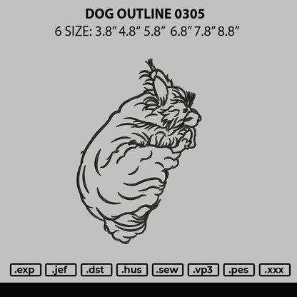 Dog Outline 0305 Embroidery File 6 sizes