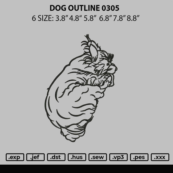 Dog Outline 0305 Embroidery File 6 sizes