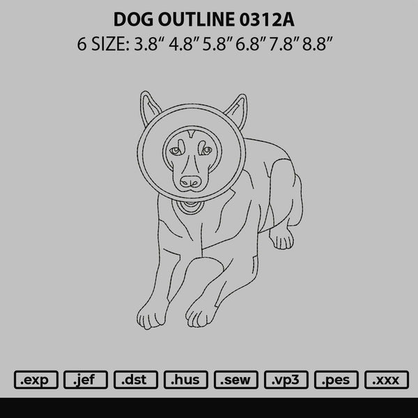 Dog Outline 0312a Embroidery File 6 sizes