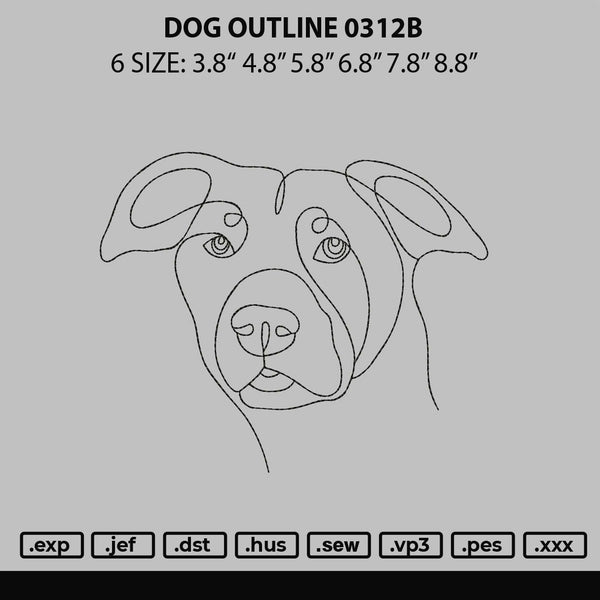 Dog Outline 0312b Embroidery File 6 sizes