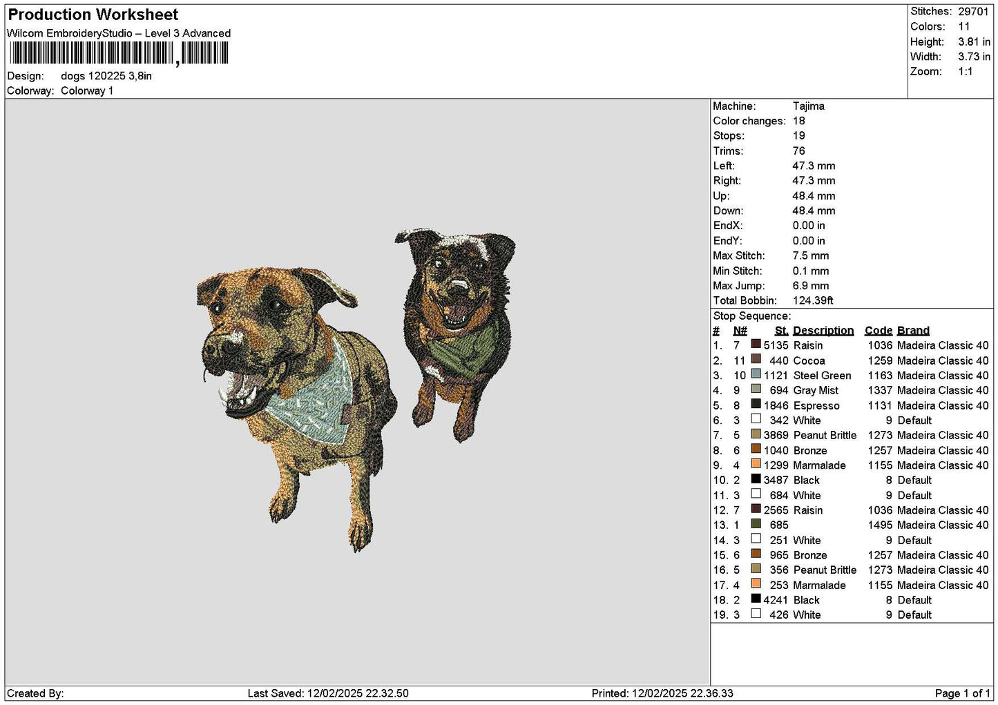 Dogs 1202c Embroidery File 6 sizes