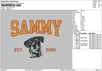 Sammy Dog Embroidery File 6 sizes