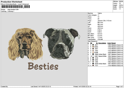 Dogs Besties Embroidery File 6 sizes