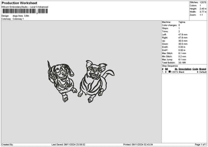 Dogs Lines Embroidery File 6 sizes