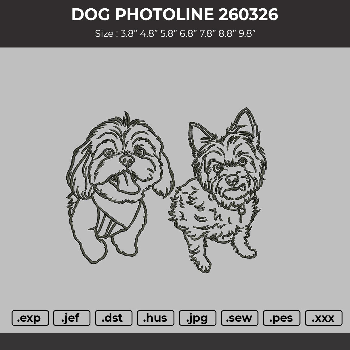 Dog Photoline 260326 Embroidery File 6 size
