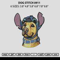 Dog Stitch 0911 Embroidery File 6 sizes