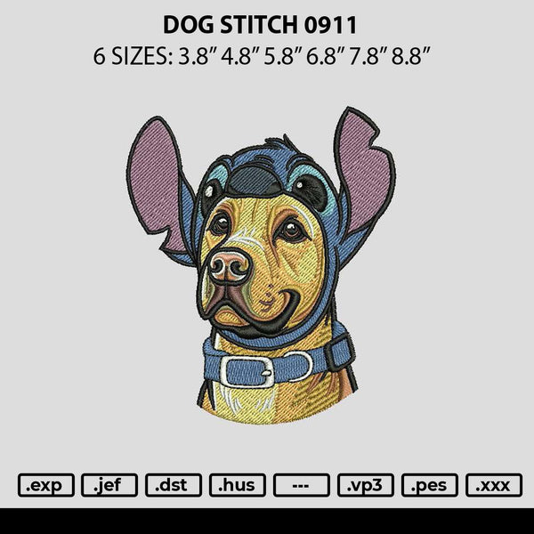 Dog Stitch 0911 Embroidery File 6 sizes