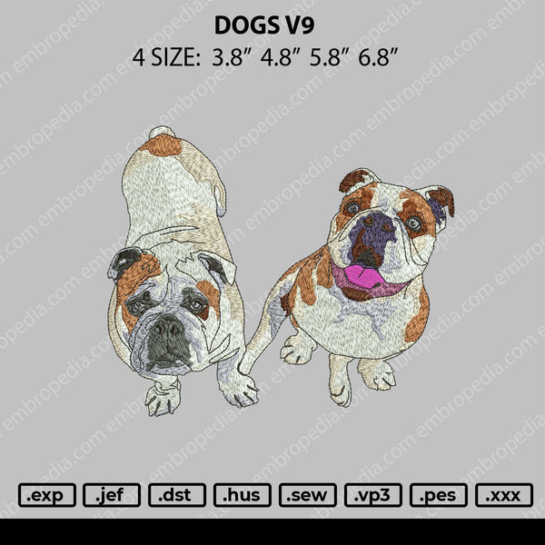 Dogs V9 Embroidery File 4 size