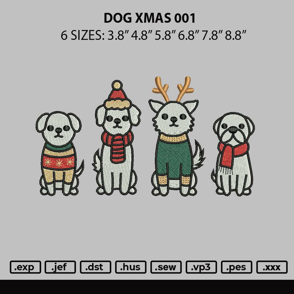 Dogs Xmas 001 Embroidery File 6 sizes