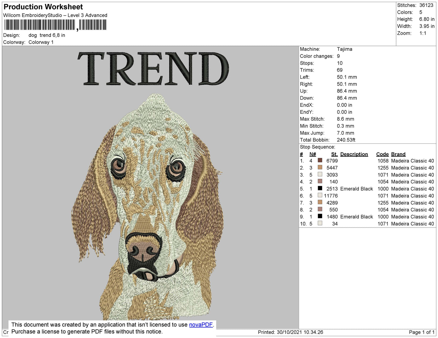 Dog Trend Embroidery File 4 size