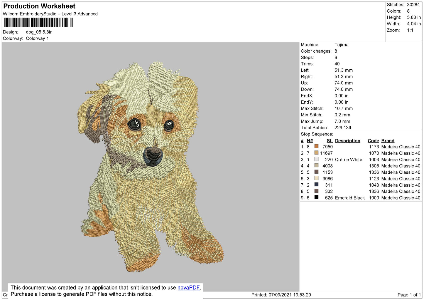 Dog V12 Embroidery File 4 size