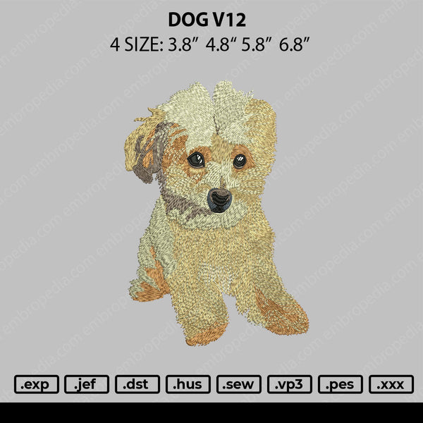 Dog V12 Embroidery File 4 size