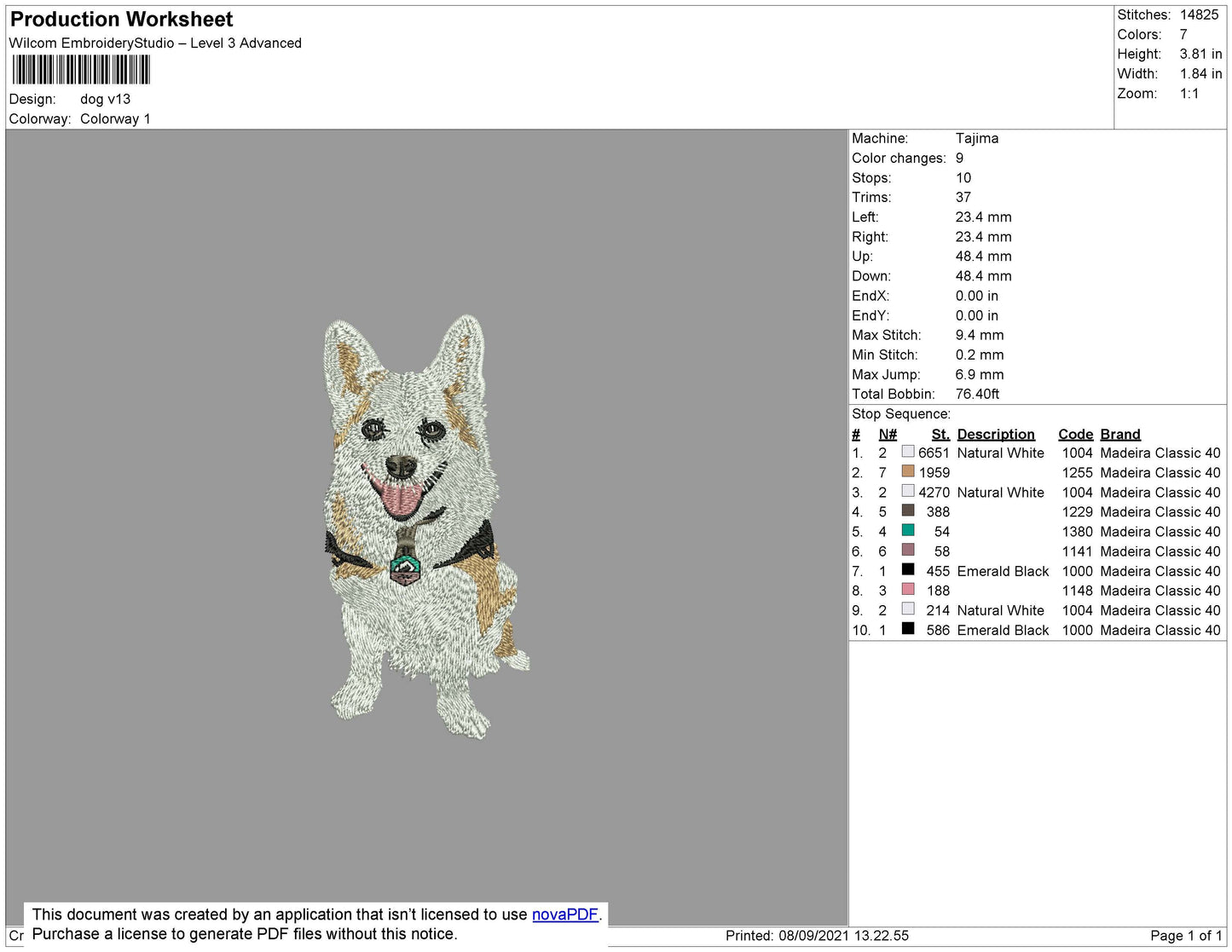 Dog V13 Embroidery File 4 size
