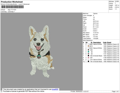 Dog V13 Embroidery File 4 size