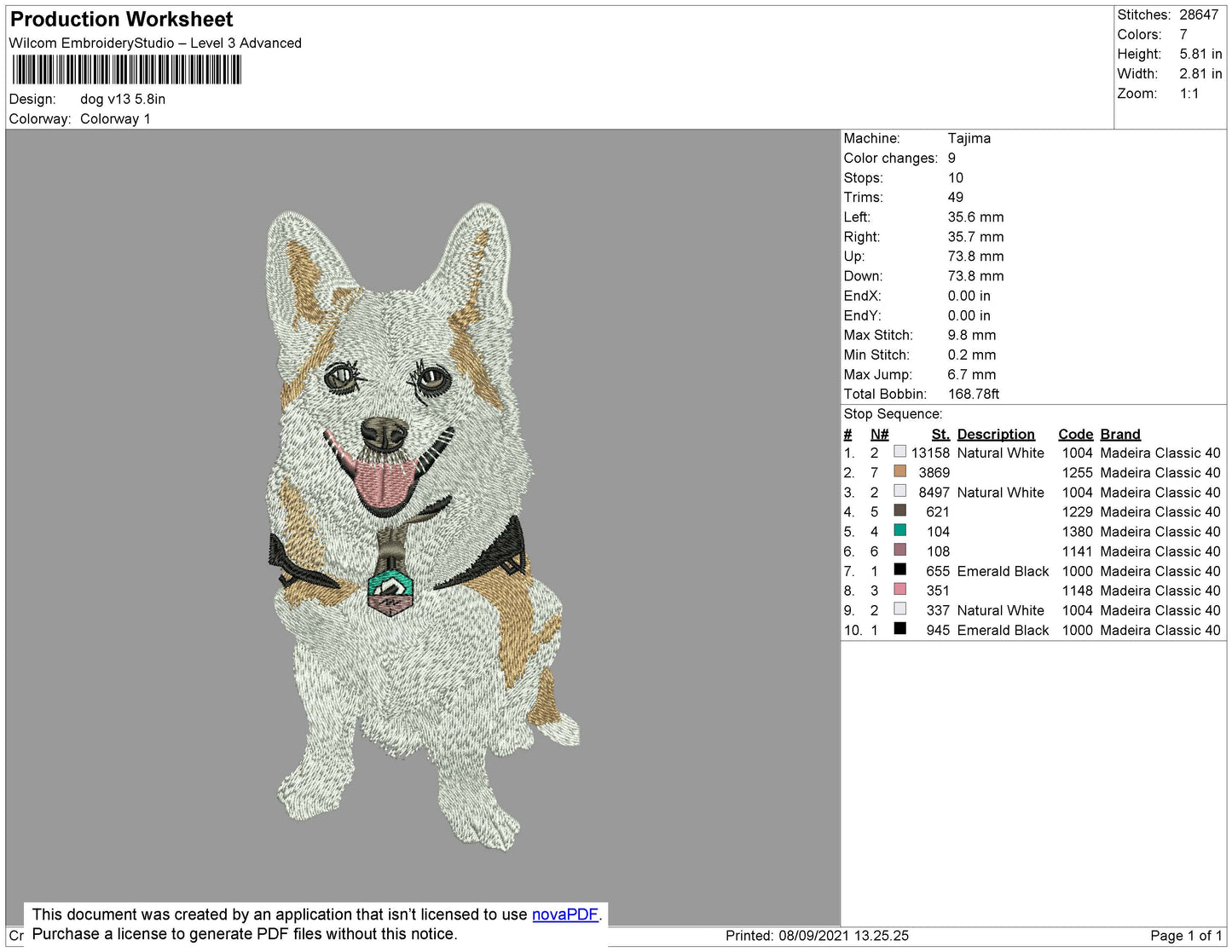 Dog V13 Embroidery File 4 size