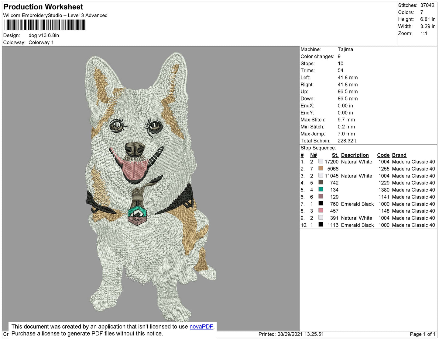 Dog V13 Embroidery File 4 size