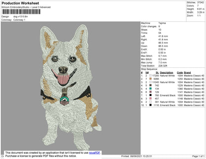 Dog V13 Embroidery File 4 size