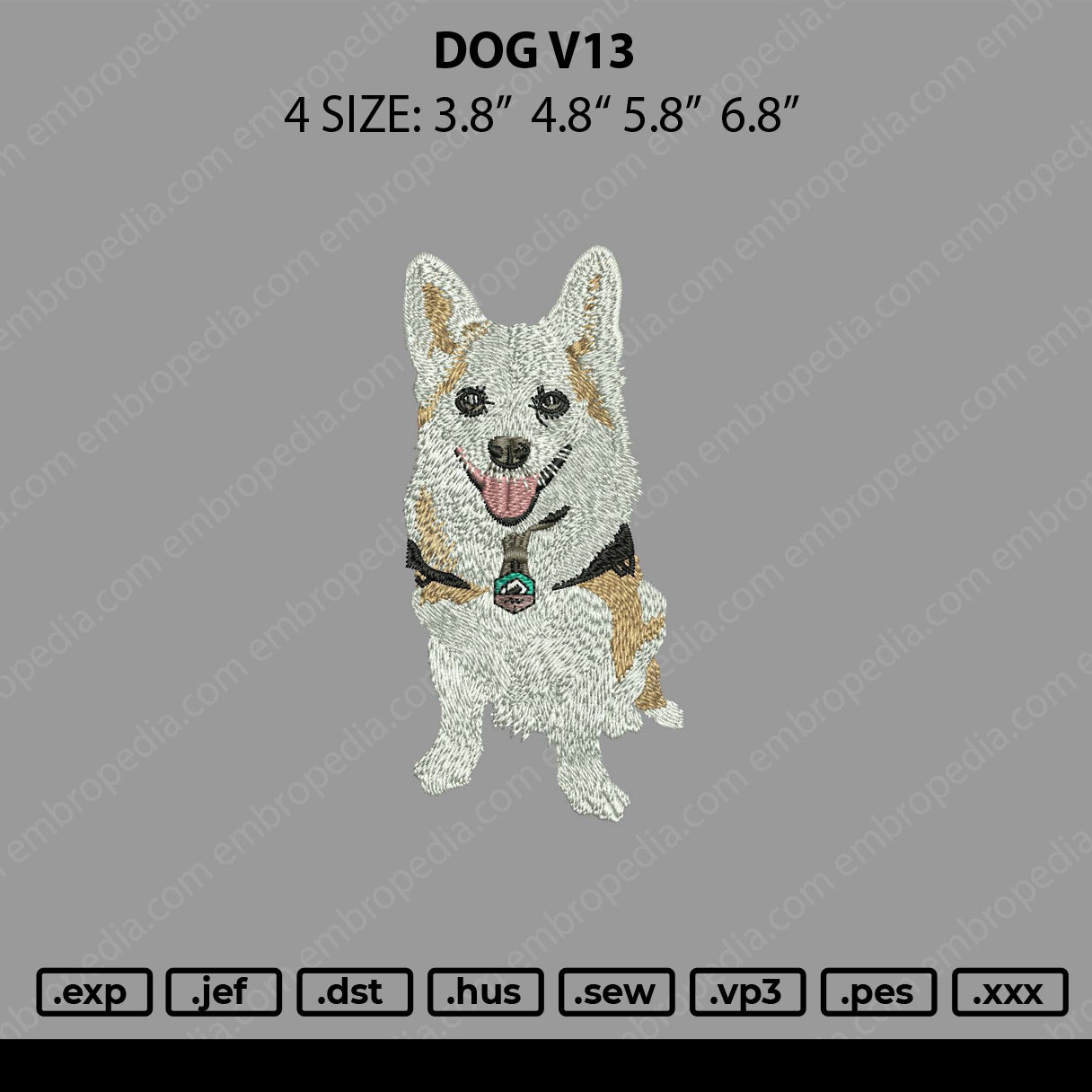 Dog V13 Embroidery File 4 size