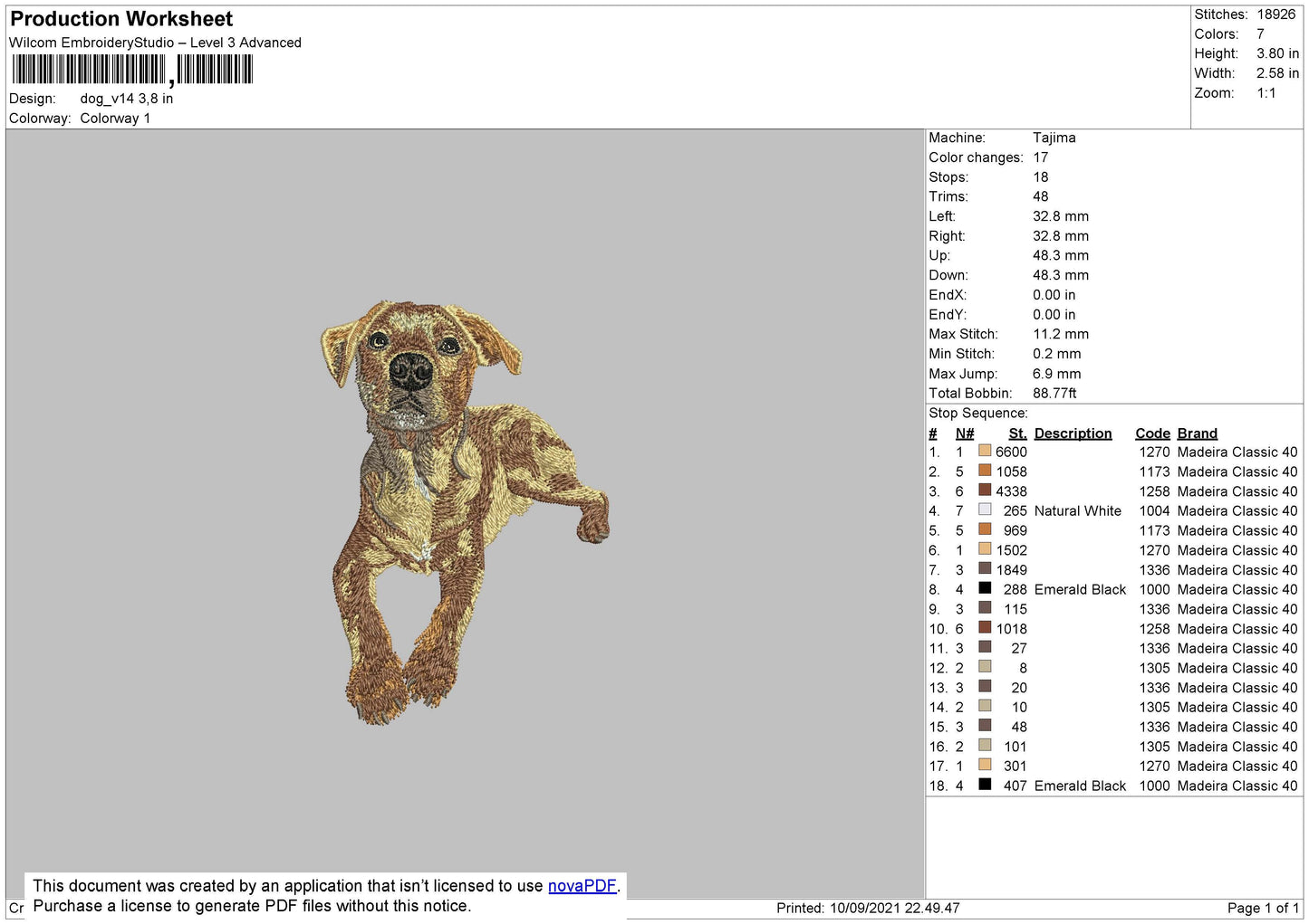 Dog V14 Embroidery File 4 size