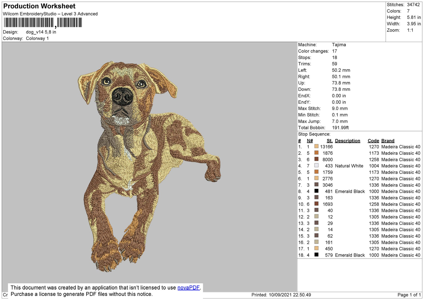 Dog V14 Embroidery File 4 size
