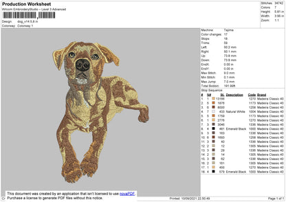 Dog V14 Embroidery File 4 size