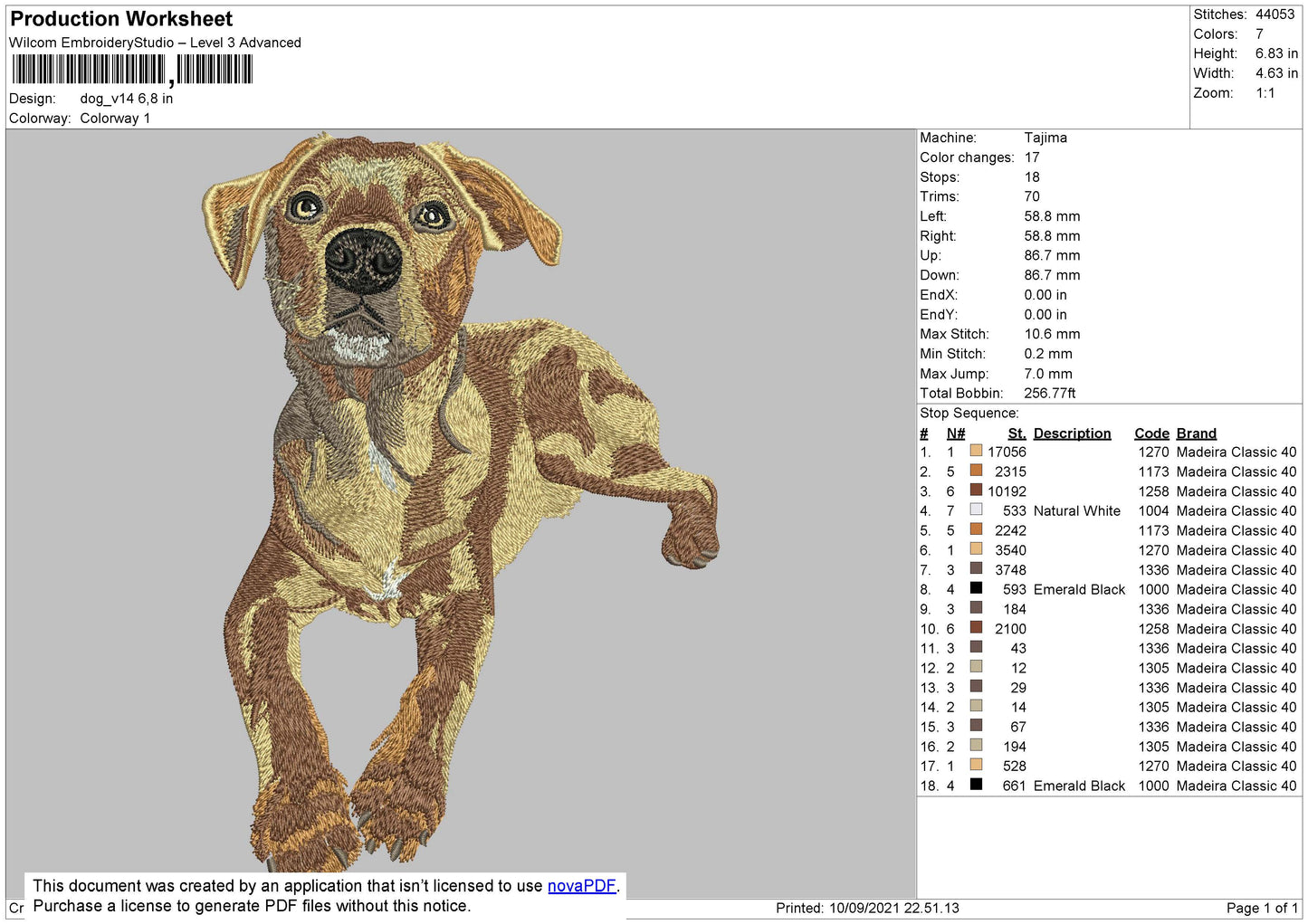 Dog V14 Embroidery File 4 size
