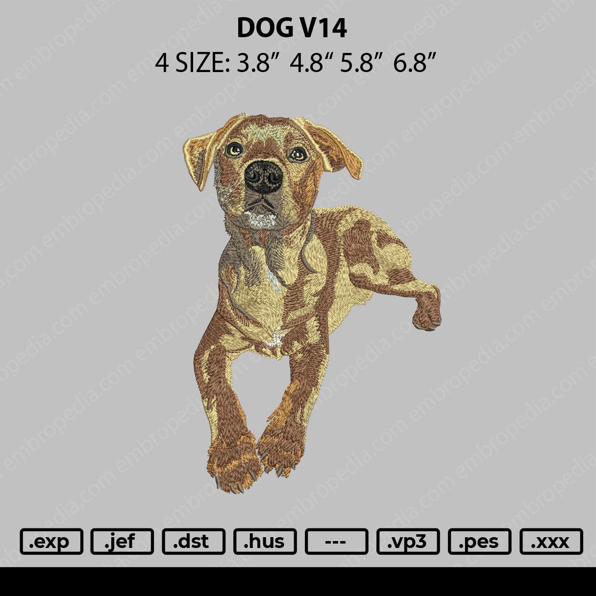 Dog V14 Embroidery File 4 size