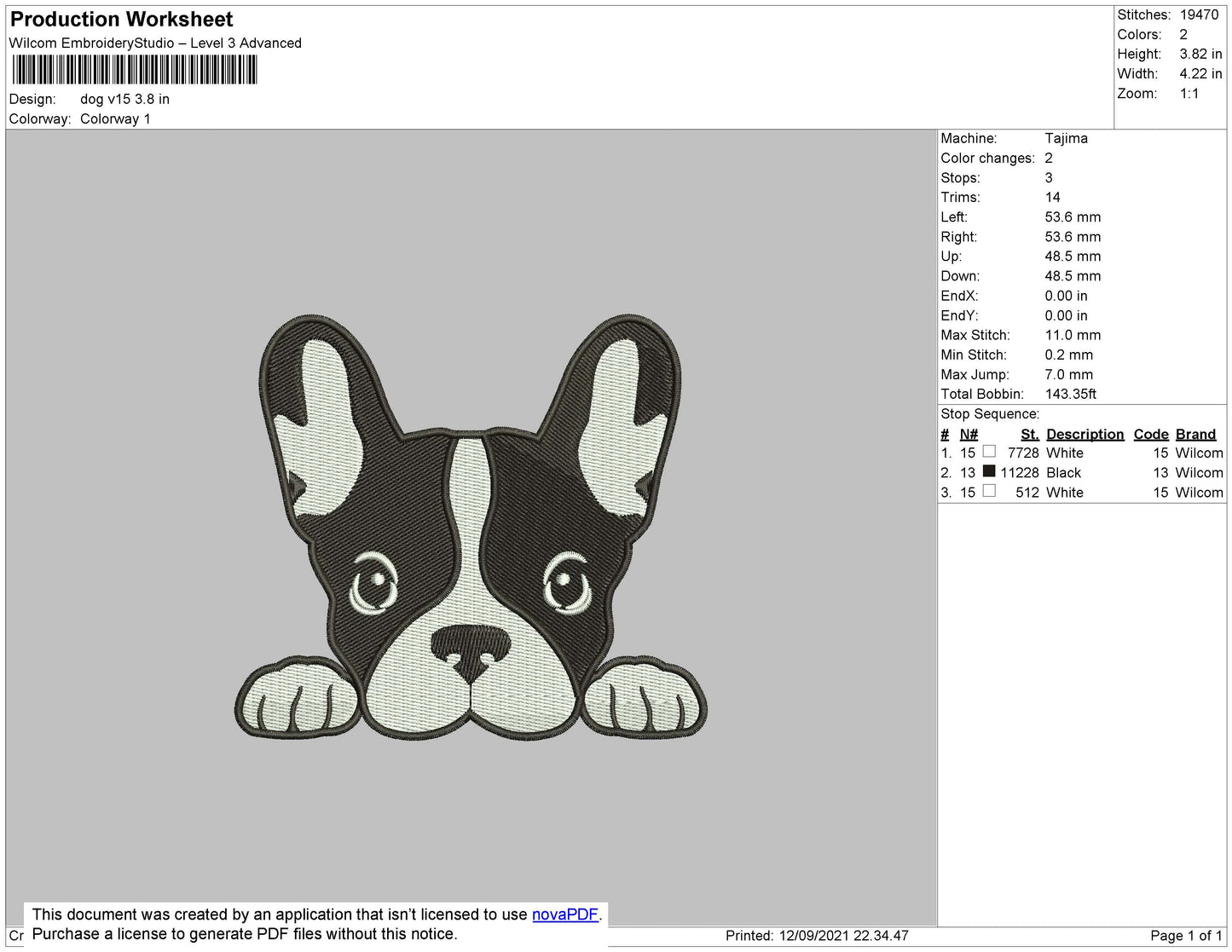 Dog V15 Embroidery File 4 size