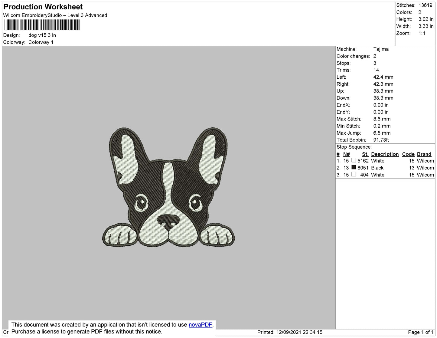 Dog V15 Embroidery File 4 size