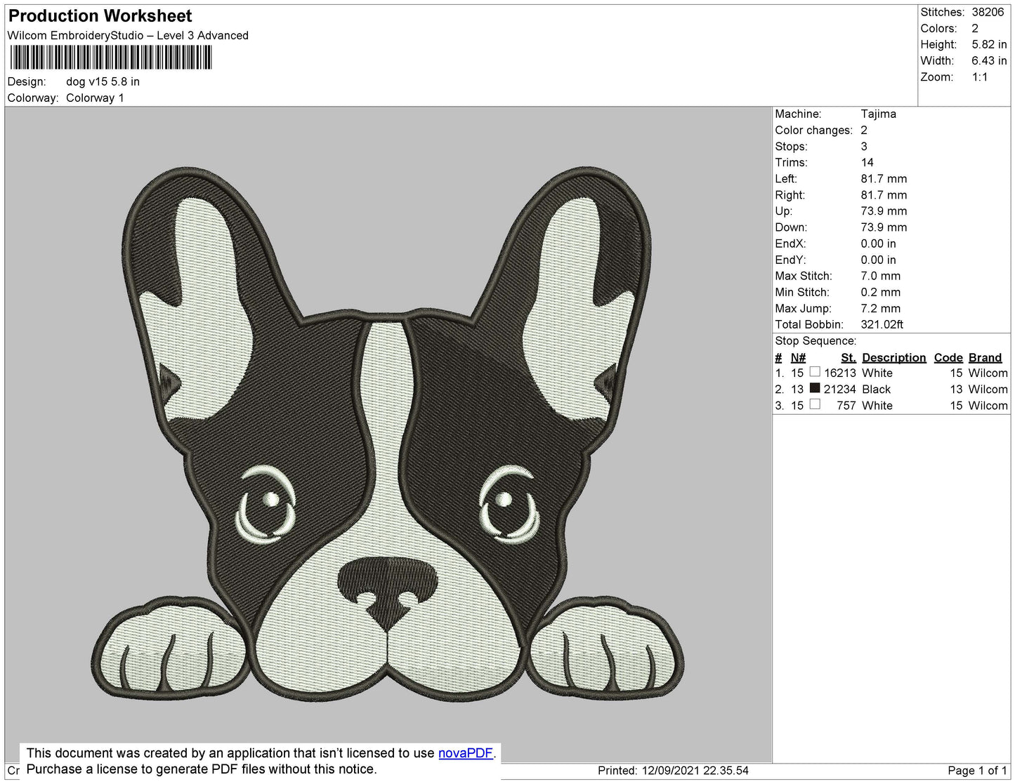 Dog V15 Embroidery File 4 size