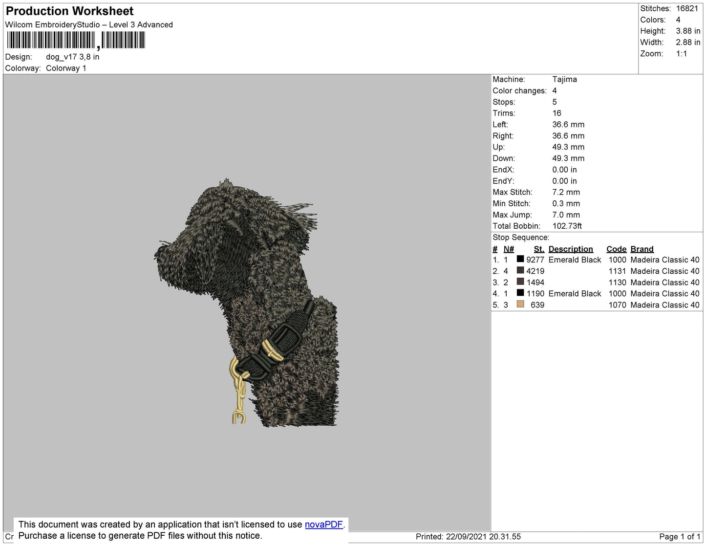 Dog V17 Embroidery File 4 size