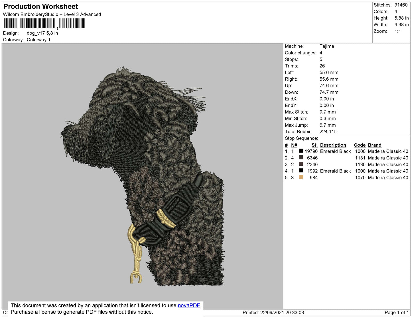 Dog V17 Embroidery File 4 size