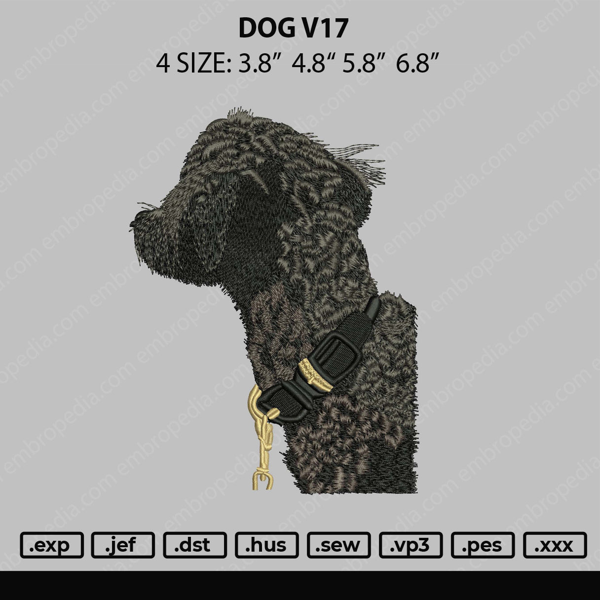 Dog V17 Embroidery File 4 size